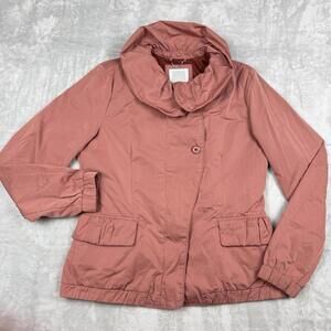 GEOX Women’s Light Pink Jacket Windproof Breathable Size 8 Zip Front Large Cowl